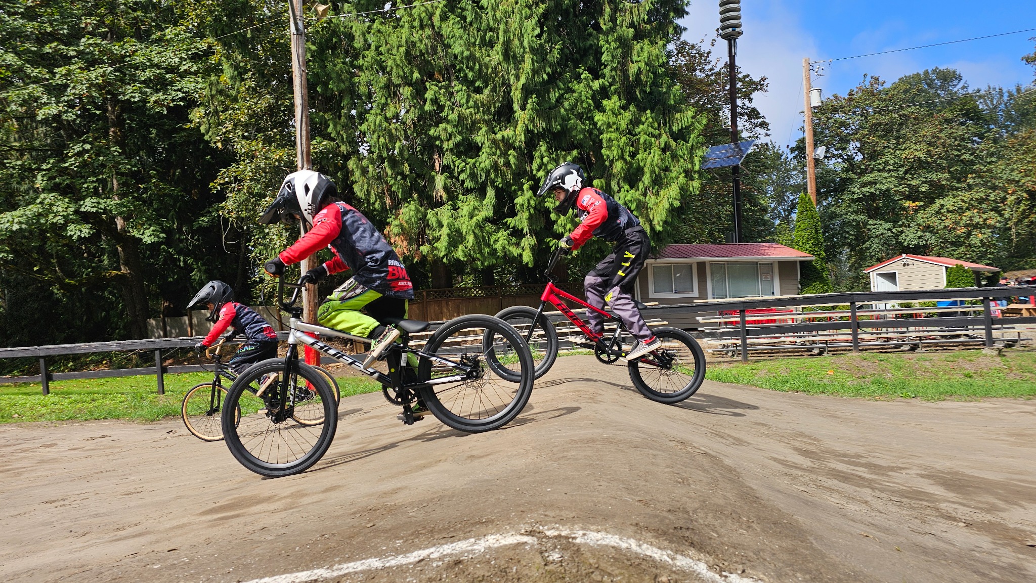 Club Mulisha riders taking a lap together at River Valley BMX